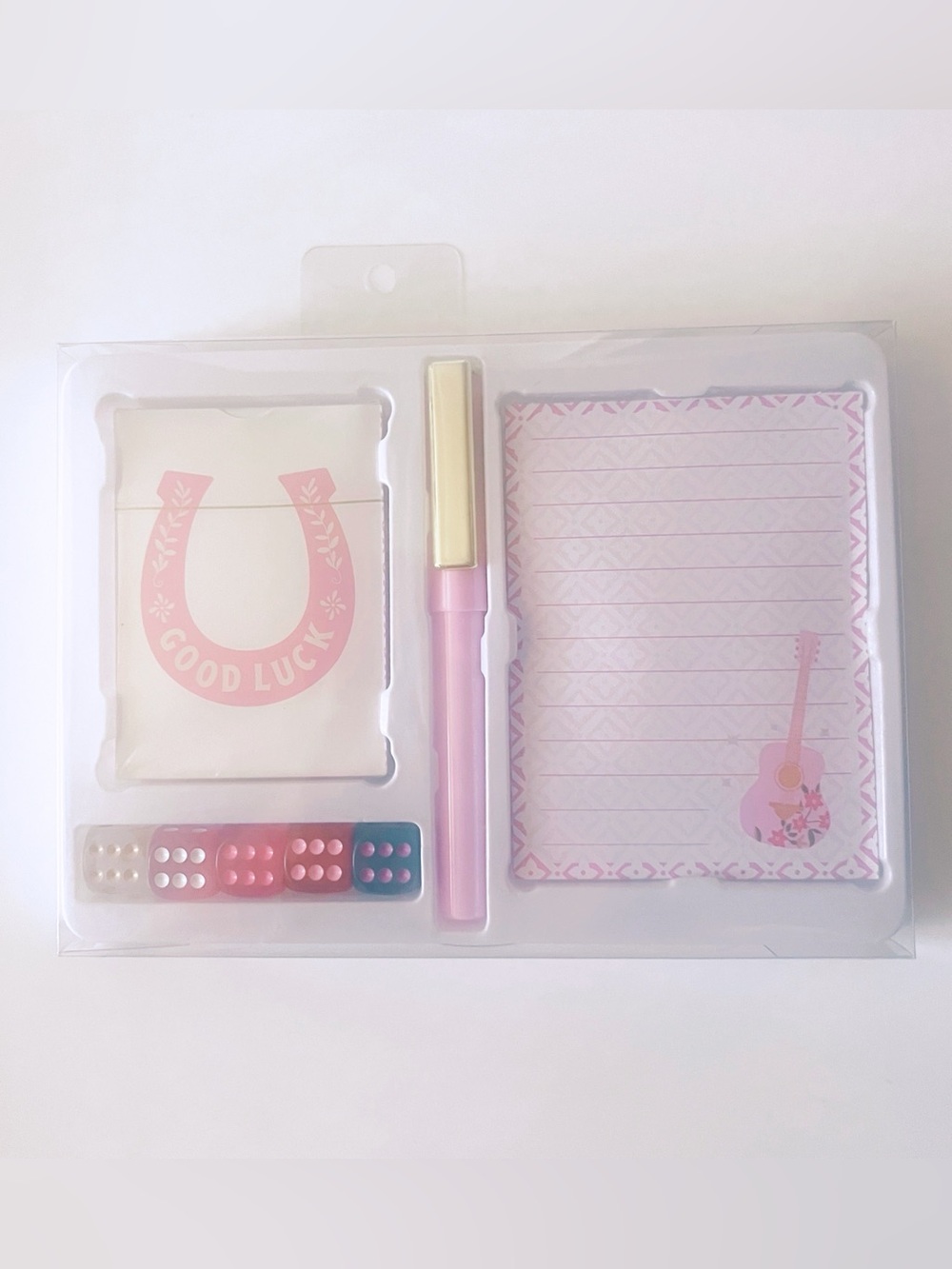 Dolly-esque Pink Cowgirl Playing Cards and Dice Set - Good Luck Gift Set